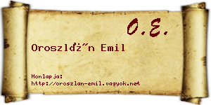 Oroszlán Emil névjegykártya